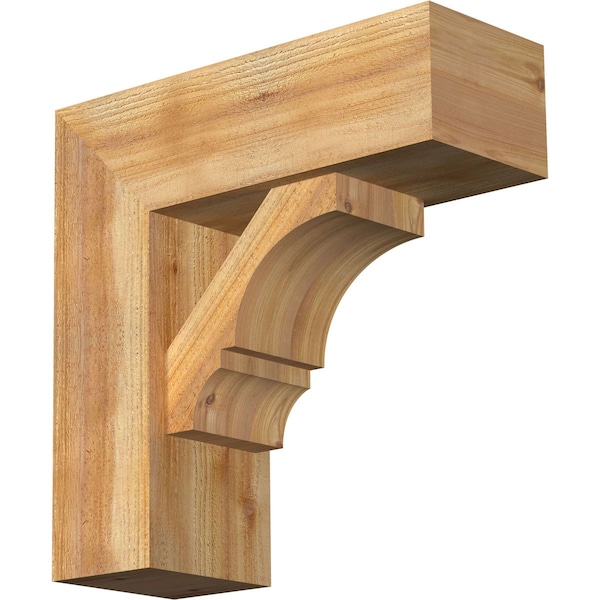 Ekena Millwork Balboa Block Rough Sawn Bracket w/ Offset Brace, Western Red Cedar, 8"W x 22"D x 22"H BKT0806X22X22BOA05RWR - main